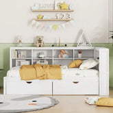 Bellemave® Wooden DayBed with 2 Drawers,Storage Shelf and USB Charging Ports - Bellemave
